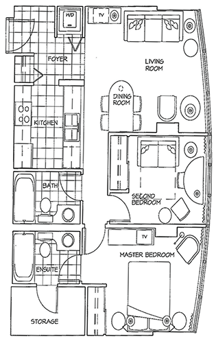 Floor Plan of Two Bedroom Apartment at The Palisades