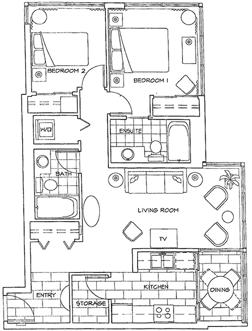 Floor Plan of Two Bedroom Apartment