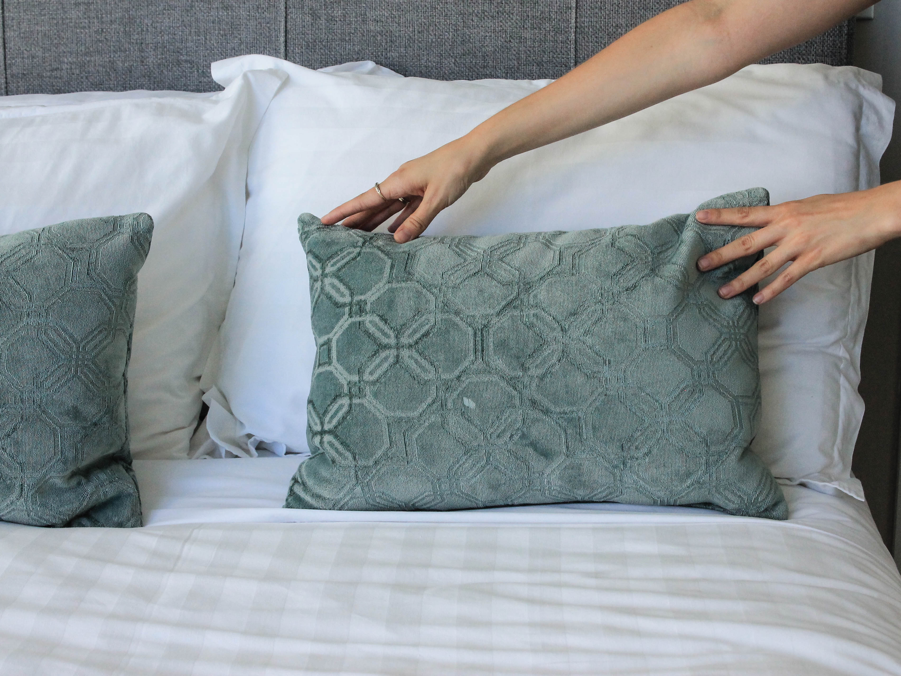 bed linens cushions at Vancouver Extended Stay