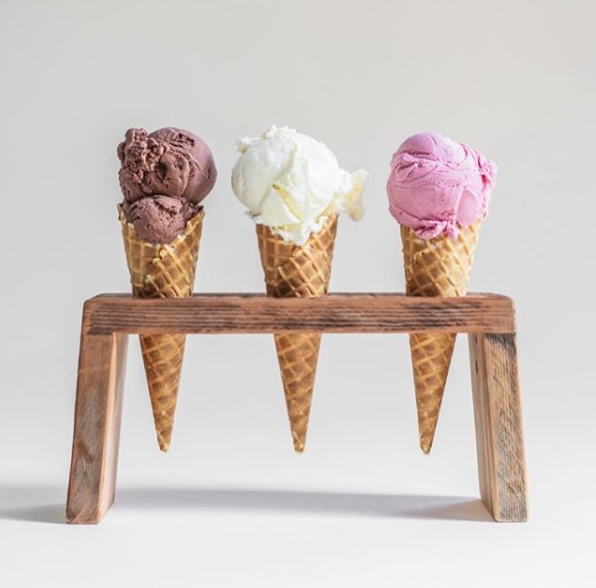 three cones ice cream from Earnest Ice Cream